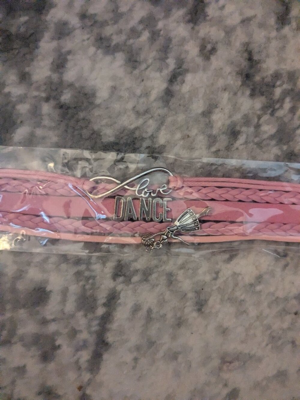 Pink Love Dance Charm Braided Bracelet - Never Worn